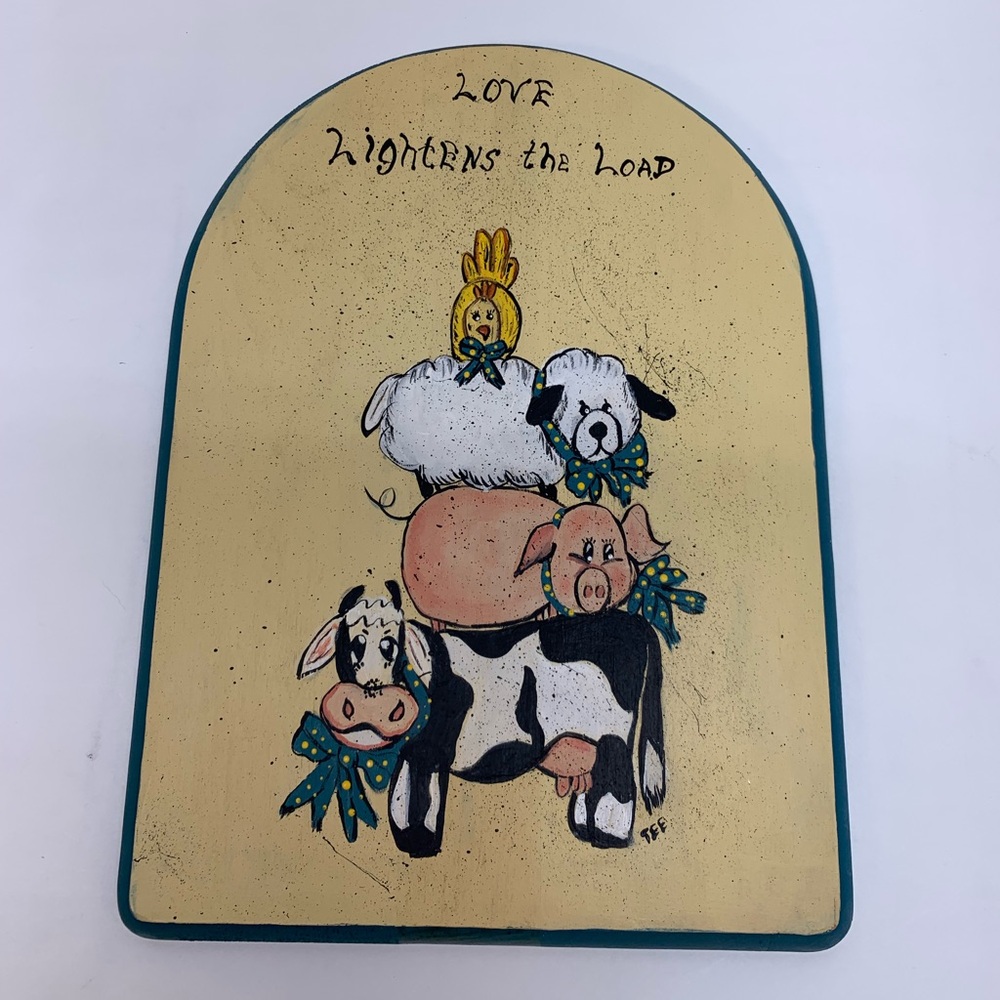 Love lightens the load wood Plaque animals wall hanging